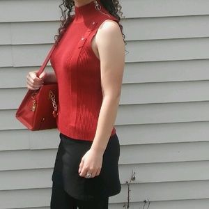 INC Sleeveless Red Turtle Neck Aesthetic